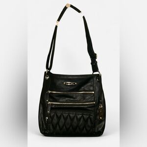 NWOTs Rosetti GO Black faux leather Shoulder Bag with Silver accents